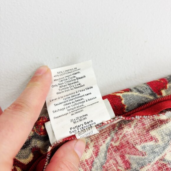 POTTERY BARN Linen Blend Floral Pillow Cover Set Of 2 20x20 Classic Traditional - Picture 9 of 16